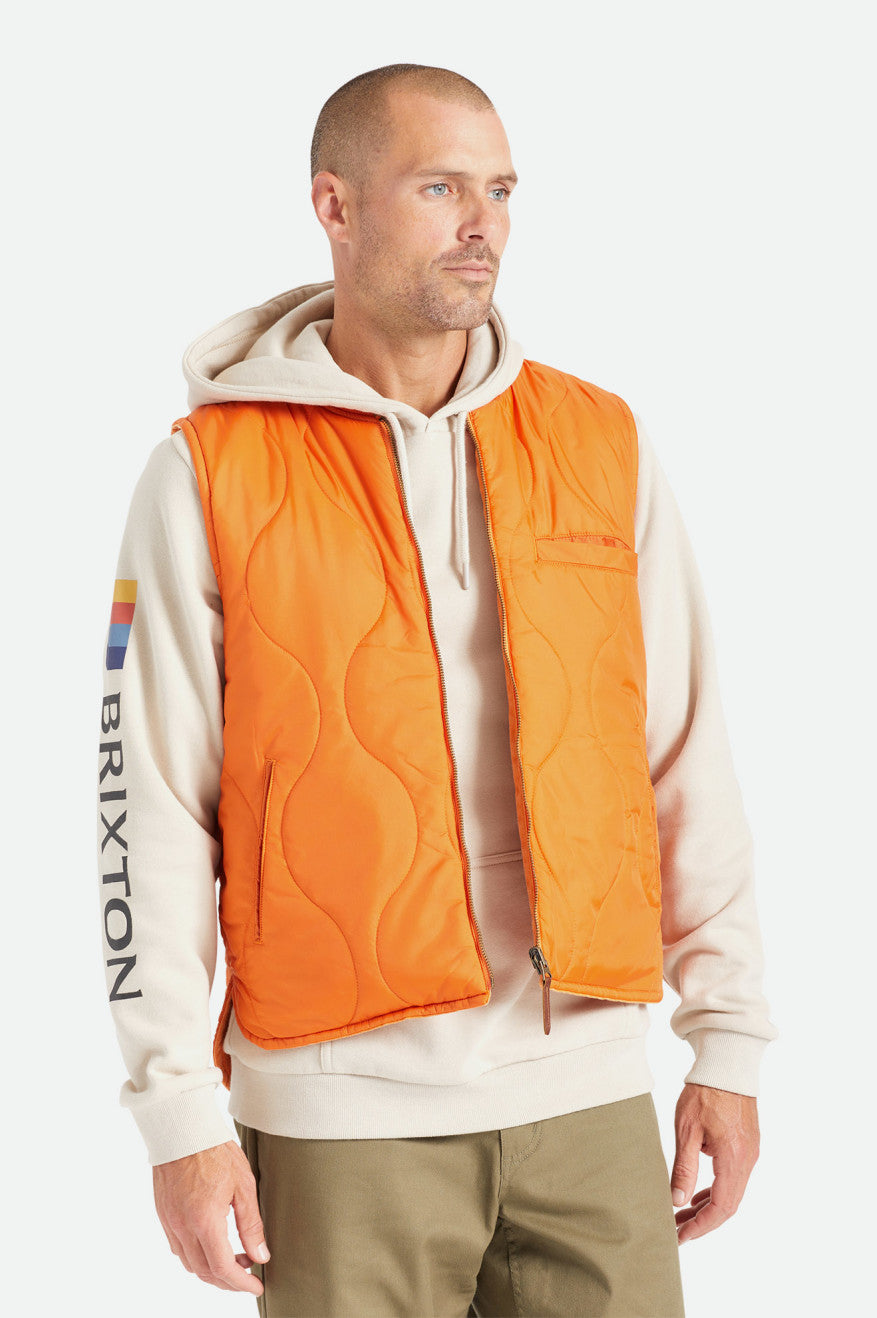 Men's Brixton Abraham Reversible Vest Jackets Orange | 8703491-IT