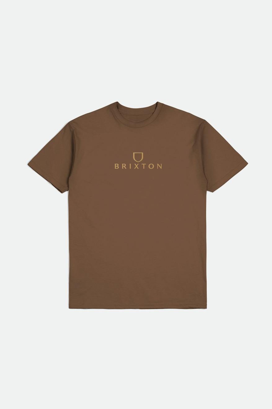 Men's Brixton Alpha Thread S/S Standard Tops Brown | 6572804-QG