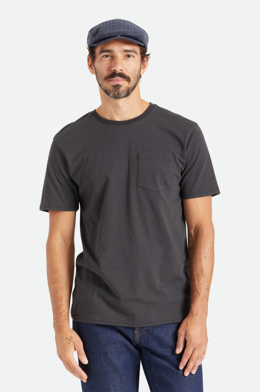 Men's Brixton Basic S/S Pocket Tops Black | 4792085-ND