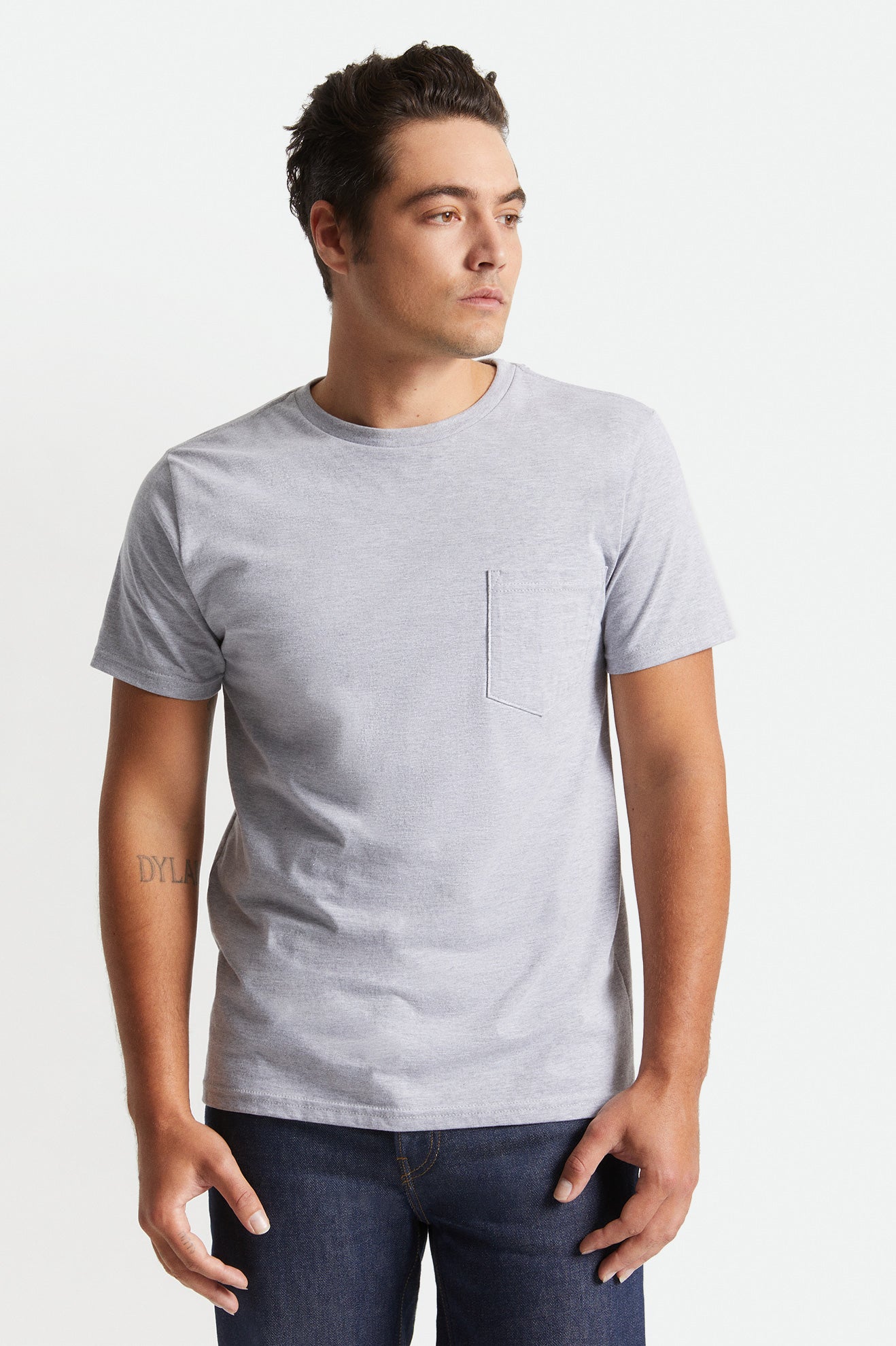 Men's Brixton Basic S/S Pocket Tops Grey | 8951472-IG