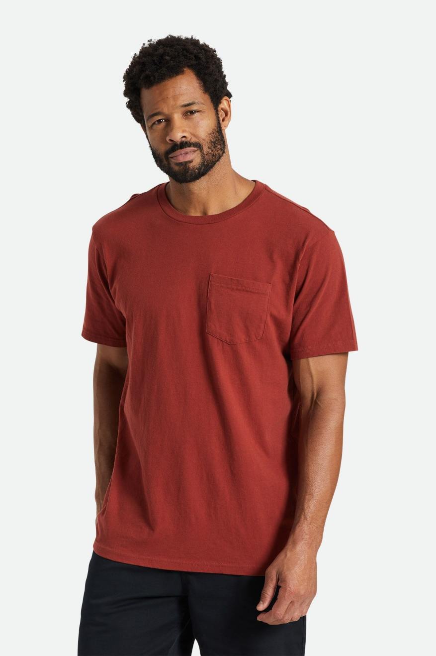 Men's Brixton Basic S/S Pocket Tops Red | 0139745-YH