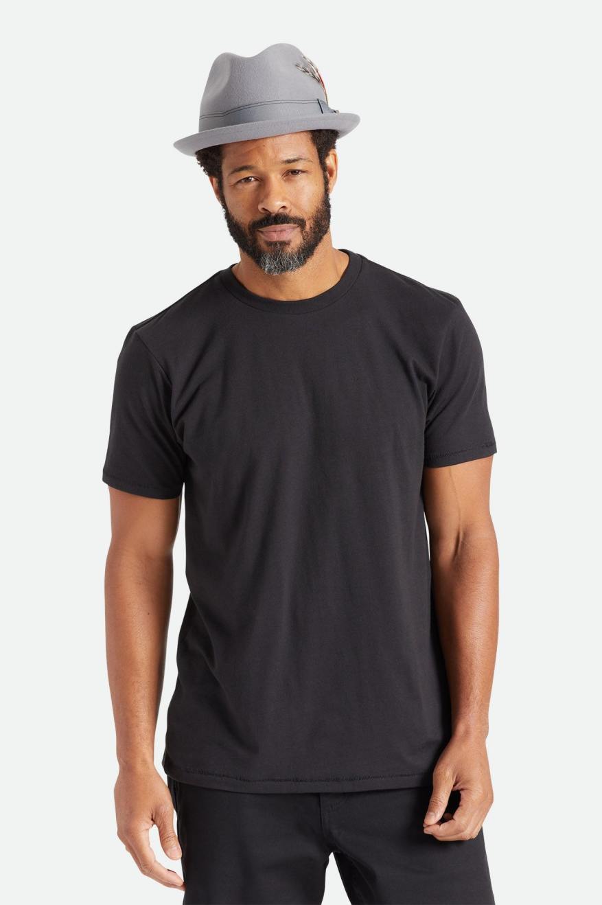 Men's Brixton Basic S/S Tailored Tops Black | 4639082-BX