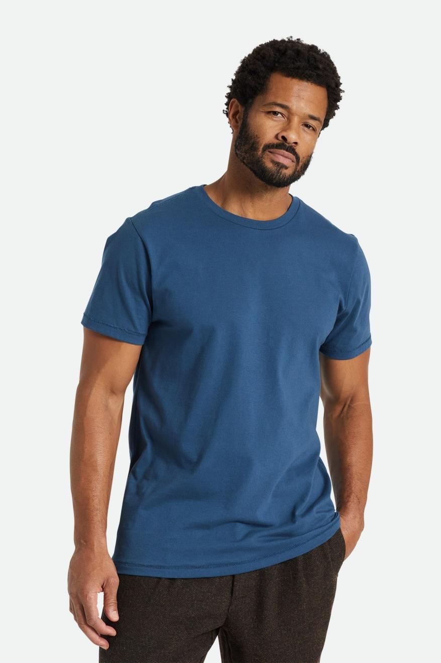 Men's Brixton Basic S/S Tailored Tops Turquoise | 3468170-DB