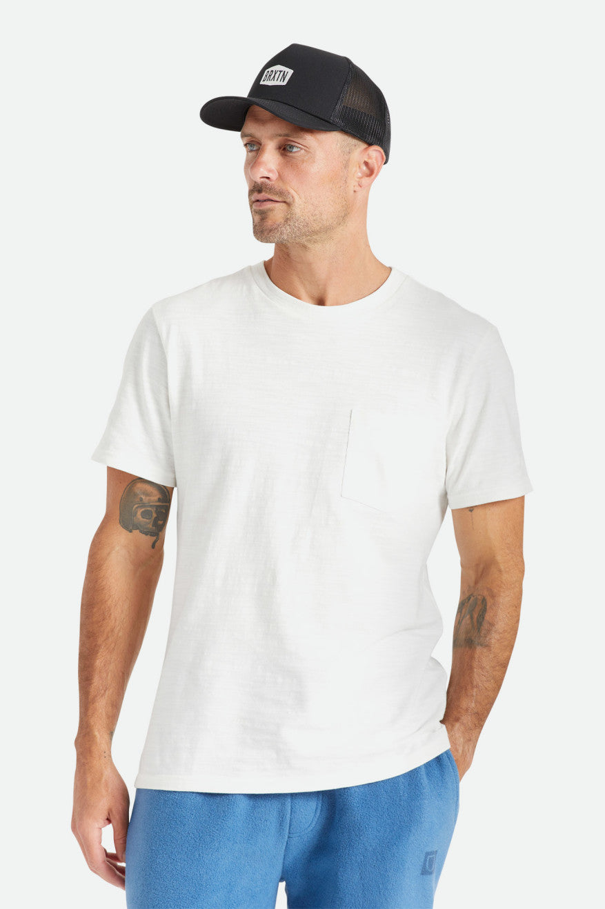 Men's Brixton Basic Slub S/S Pocket Knitwear White | 8501627-PT