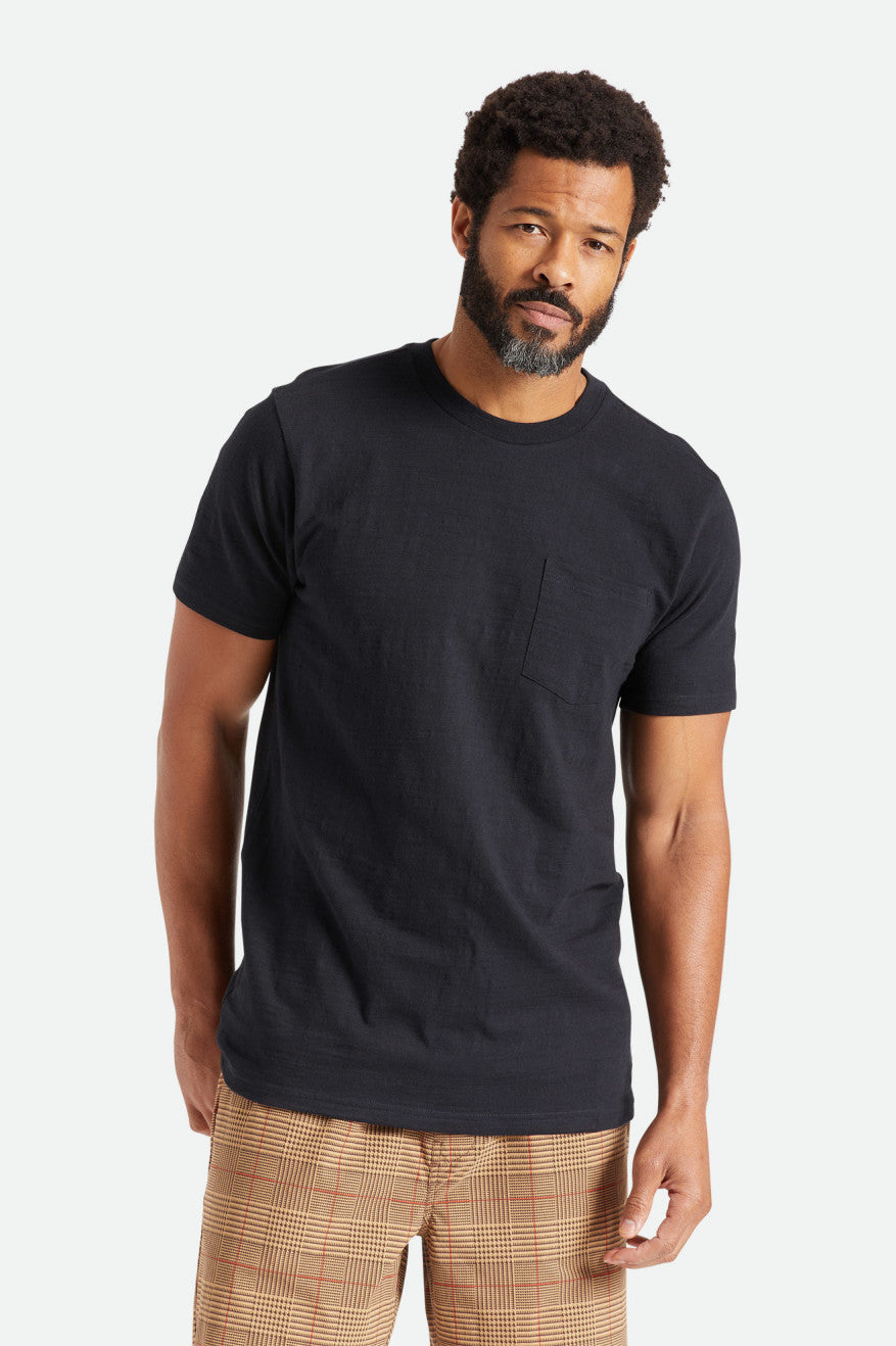 Men's Brixton Basic Slub S/S Pocket Knitwear Black | 9346781-ID