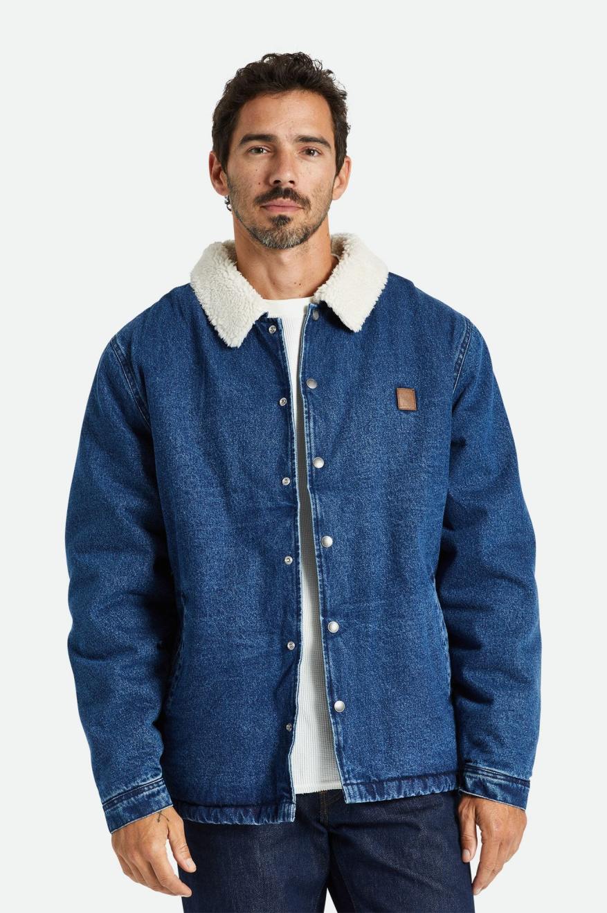 Men's Brixton Beta Sherpa Lined Coaches Jackets Indigo | 3260917-OB