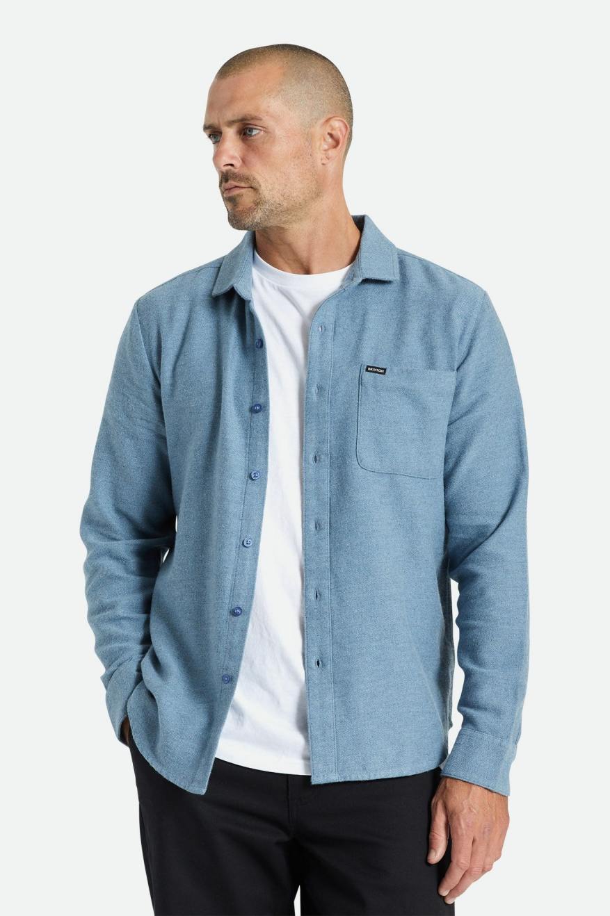 Men's Brixton Bixby Reserve L/S Flannels Blue | 4961037-QD