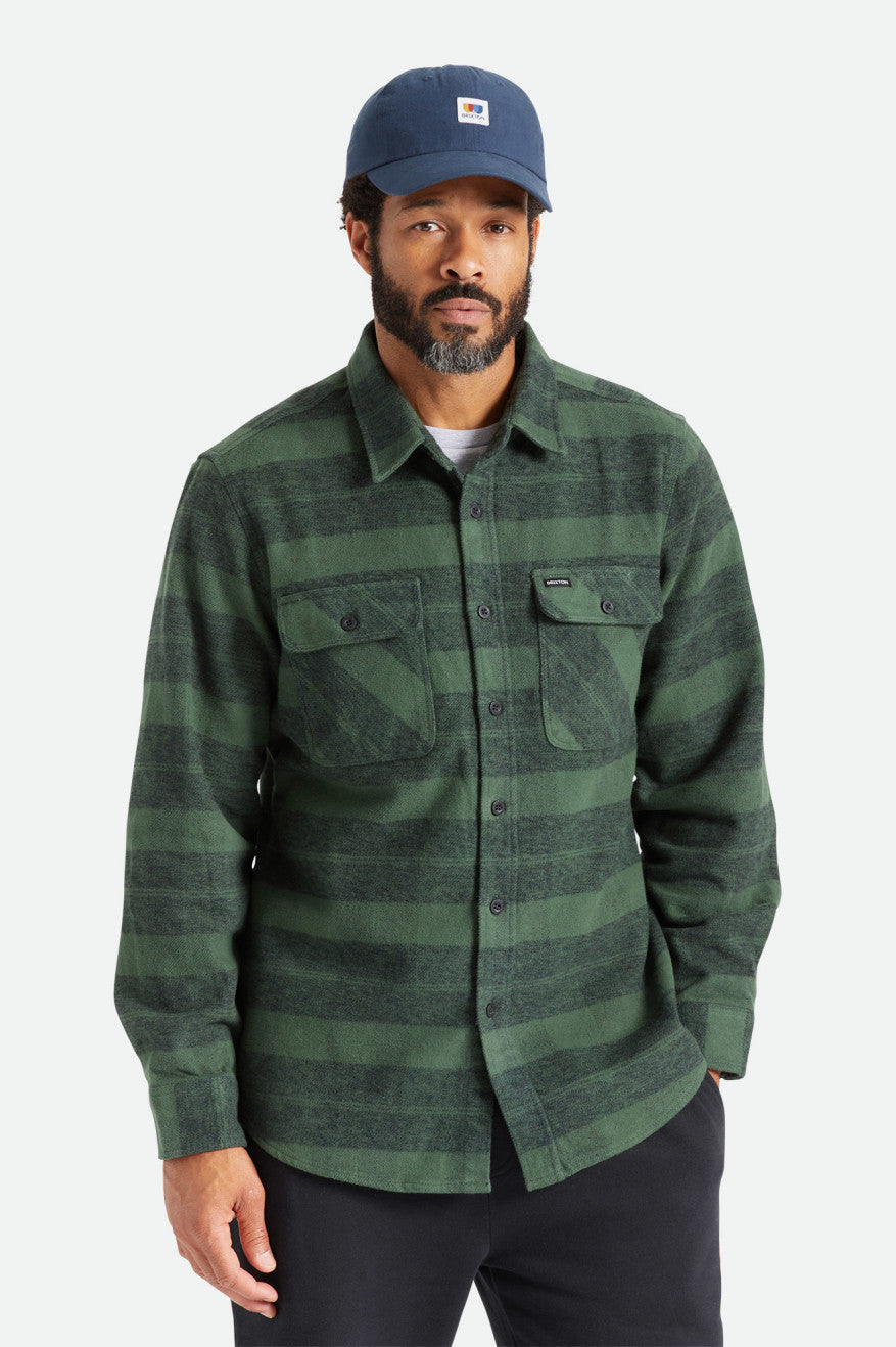 Men's Brixton Bowery Heavy Weight L/S Flannels Green | 6510842-JQ