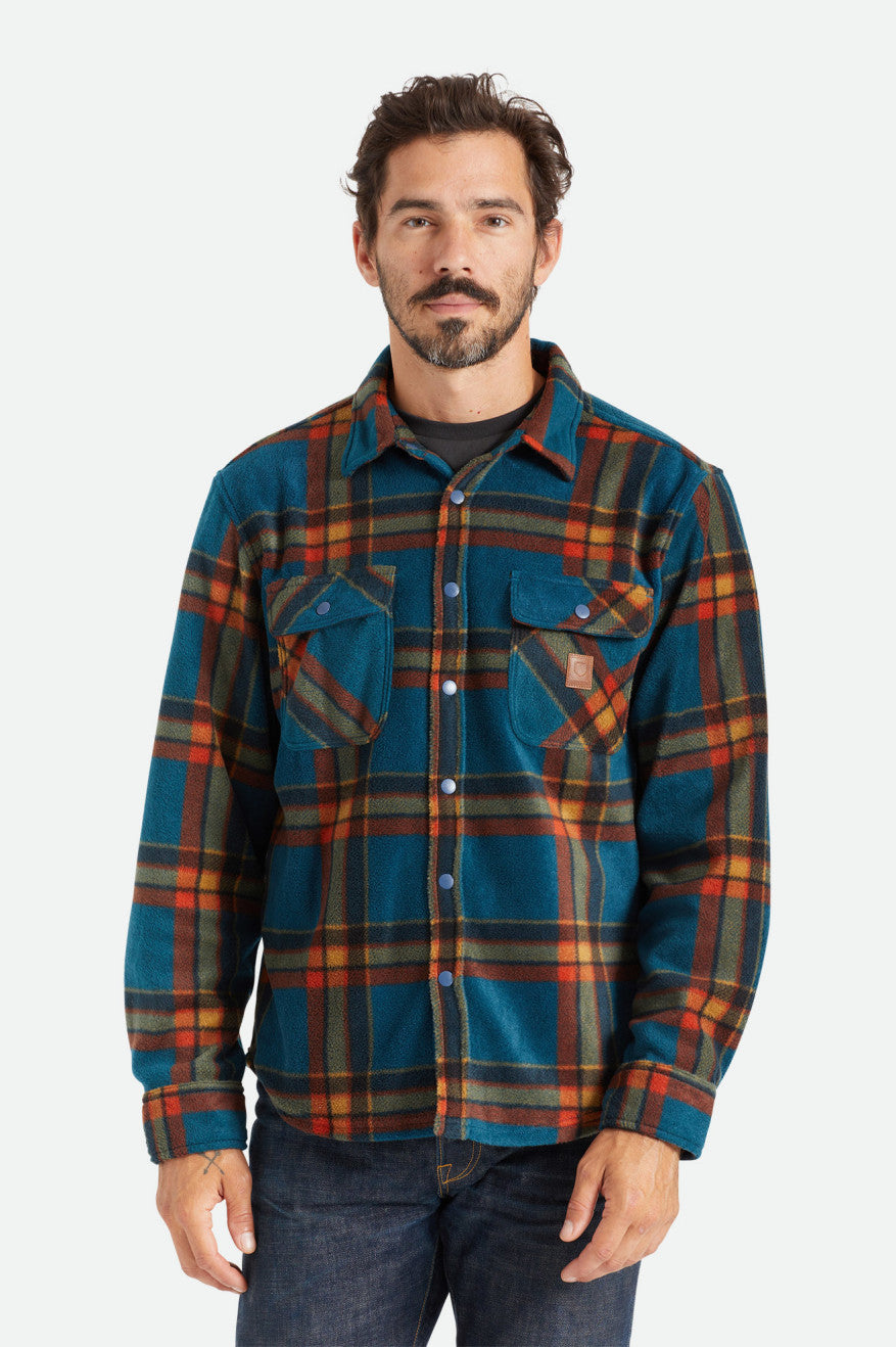 Men's Brixton Bowery L/S Arctic Stretch Fleece Flannels Deep Blue | 7906482-PM