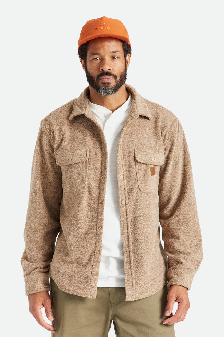 Men's Brixton Bowery L/S Arctic Stretch Fleece Flannels Beige | 8429073-UR