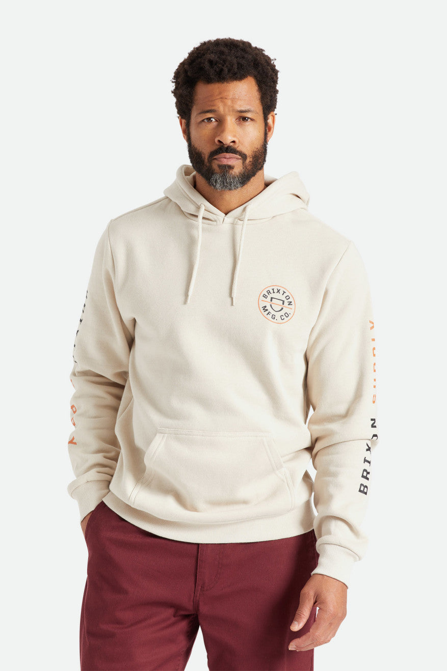 Men's Brixton Crest Hoodie Beige / Orange / Black | 1904856-OX