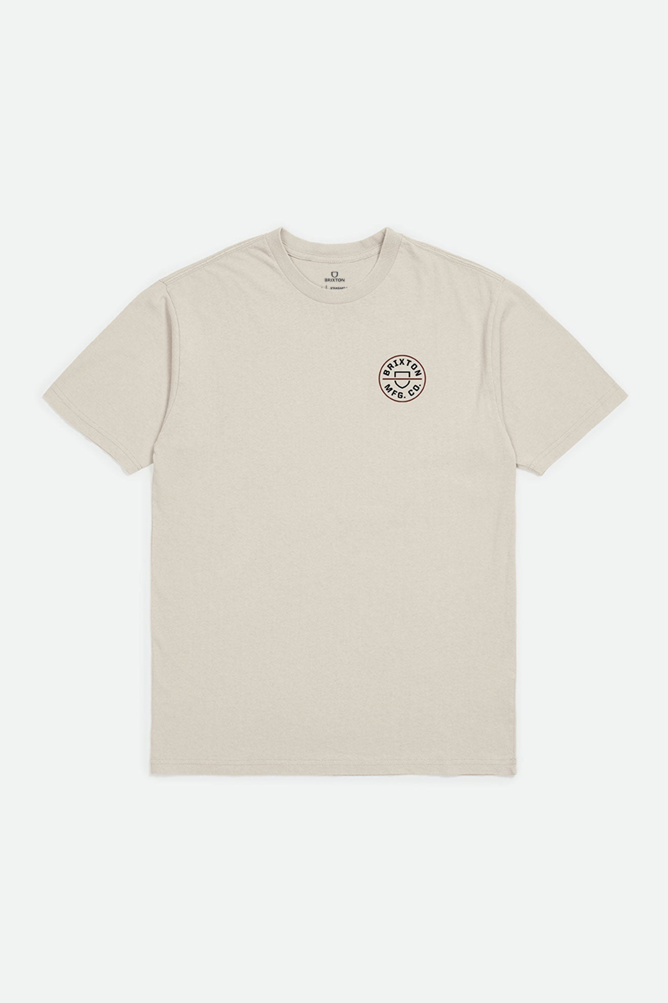 Men's Brixton Crest II S/S Standard Tops Cream | 9250786-BC