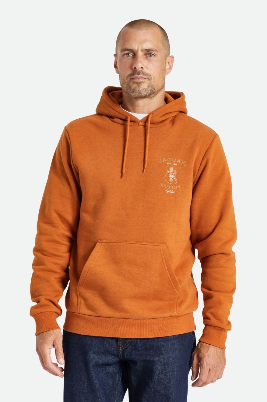 Men's Brixton Fender Jaguar Claws Hoodie Orange | 7249560-MB