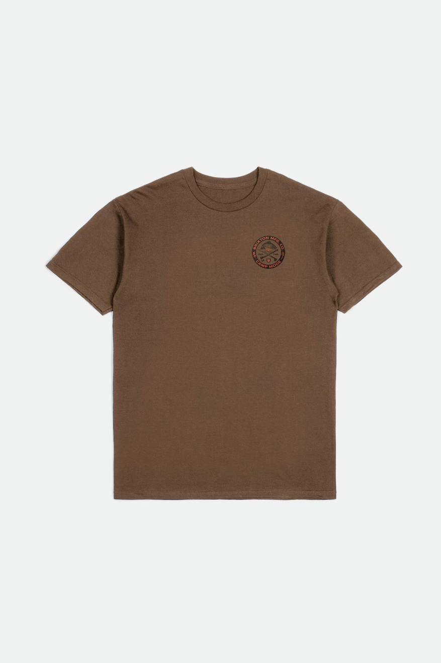 Men's Brixton Highlands S/S Standard Tops Brown | 3507296-TH