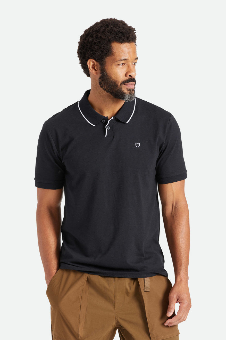 Men's Brixton Proper S/S Polo Knitwear Black | 3045127-JQ