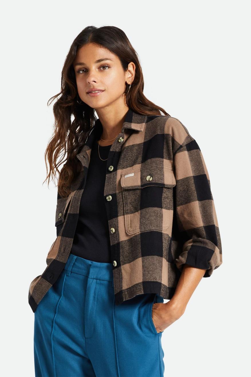 Women's Brixton Bowery L/S Flannels Black | 7503294-LJ