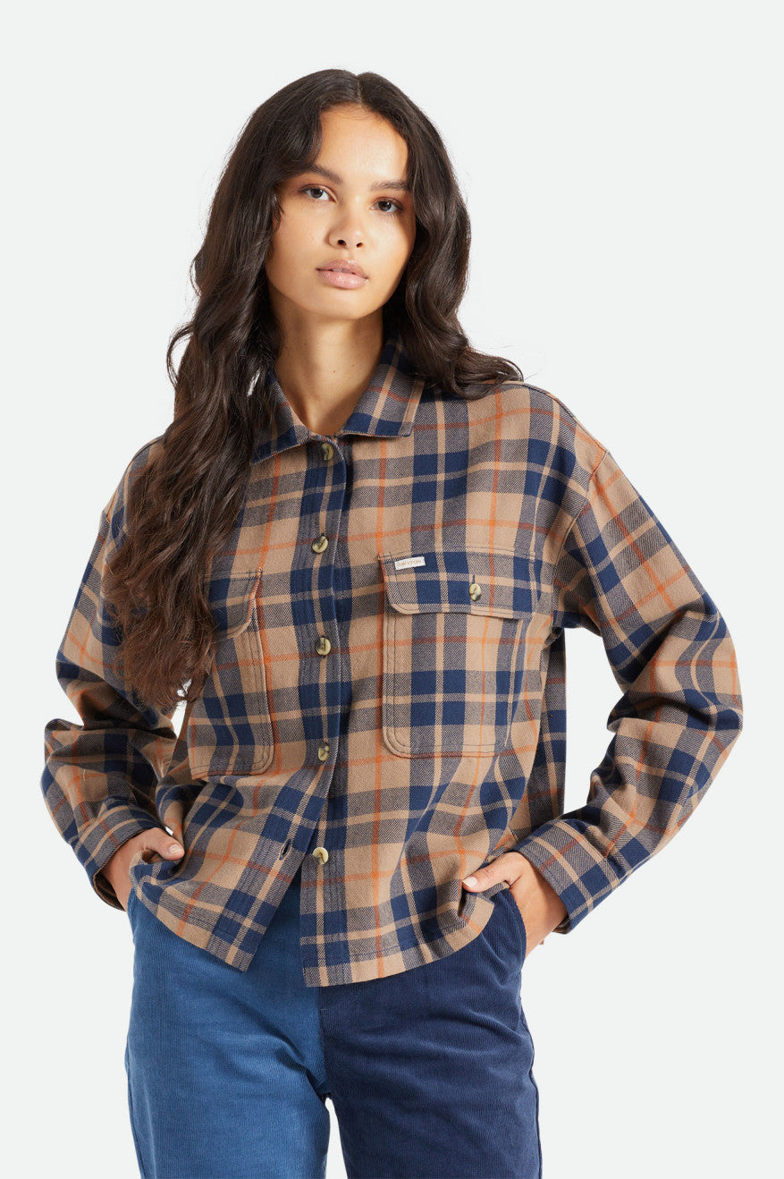 Women's Brixton Bowery L/S Flannels Deep Green | 7426935-GB