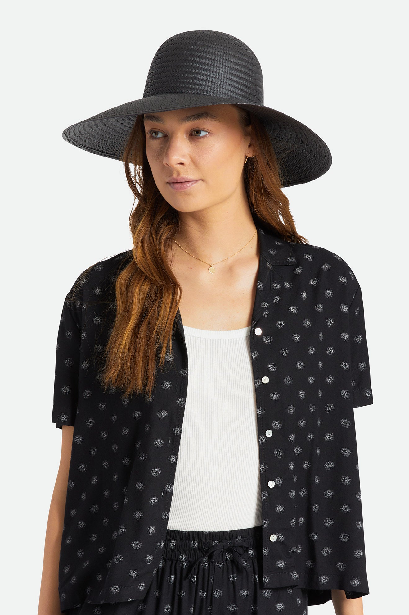 Women's Brixton Janae Sun Straw Hats Black | 6574910-YC