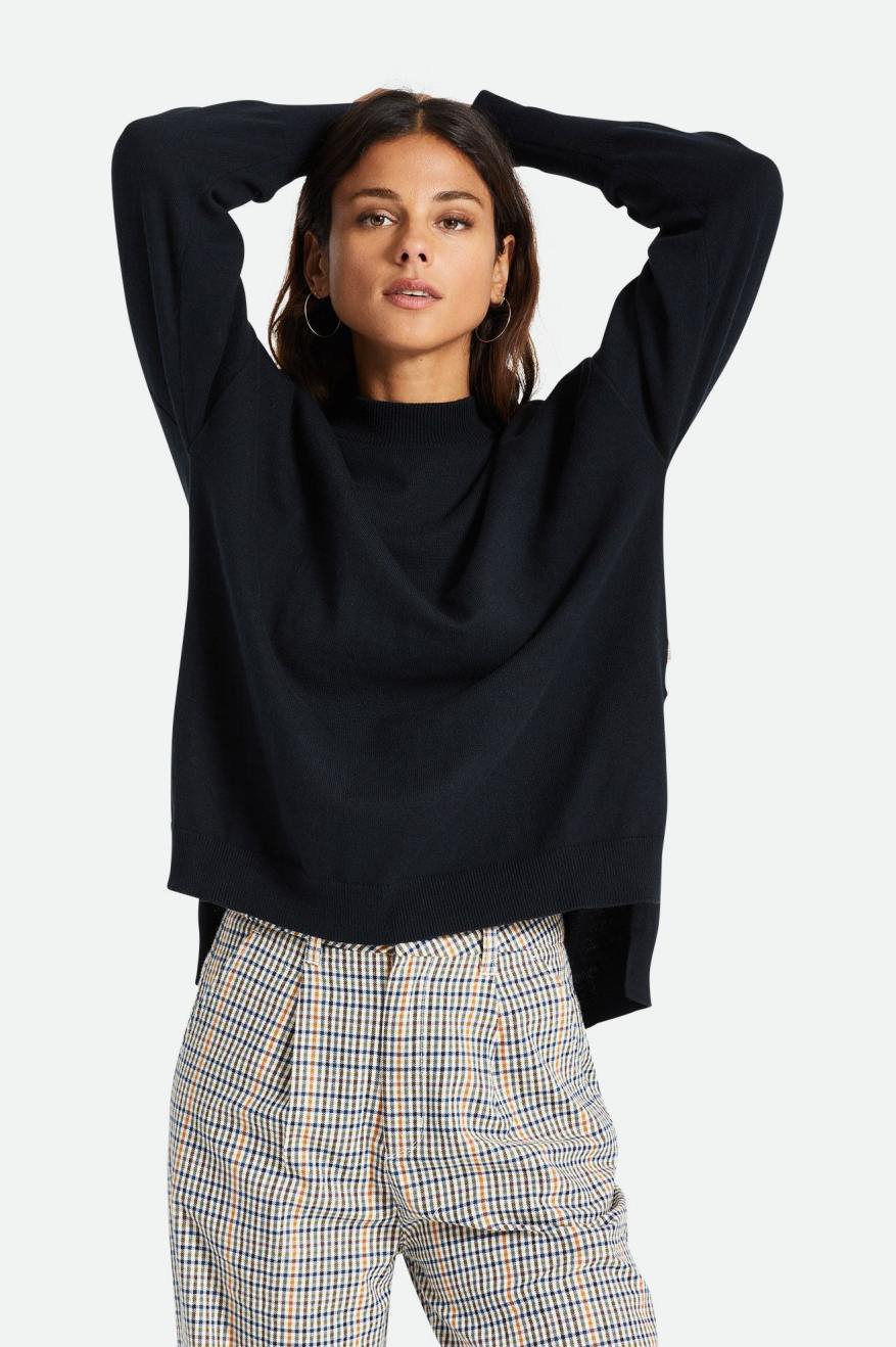 Women's Brixton Reserve Oversized Cashmere Sweater Tops Black | 2853497-JS