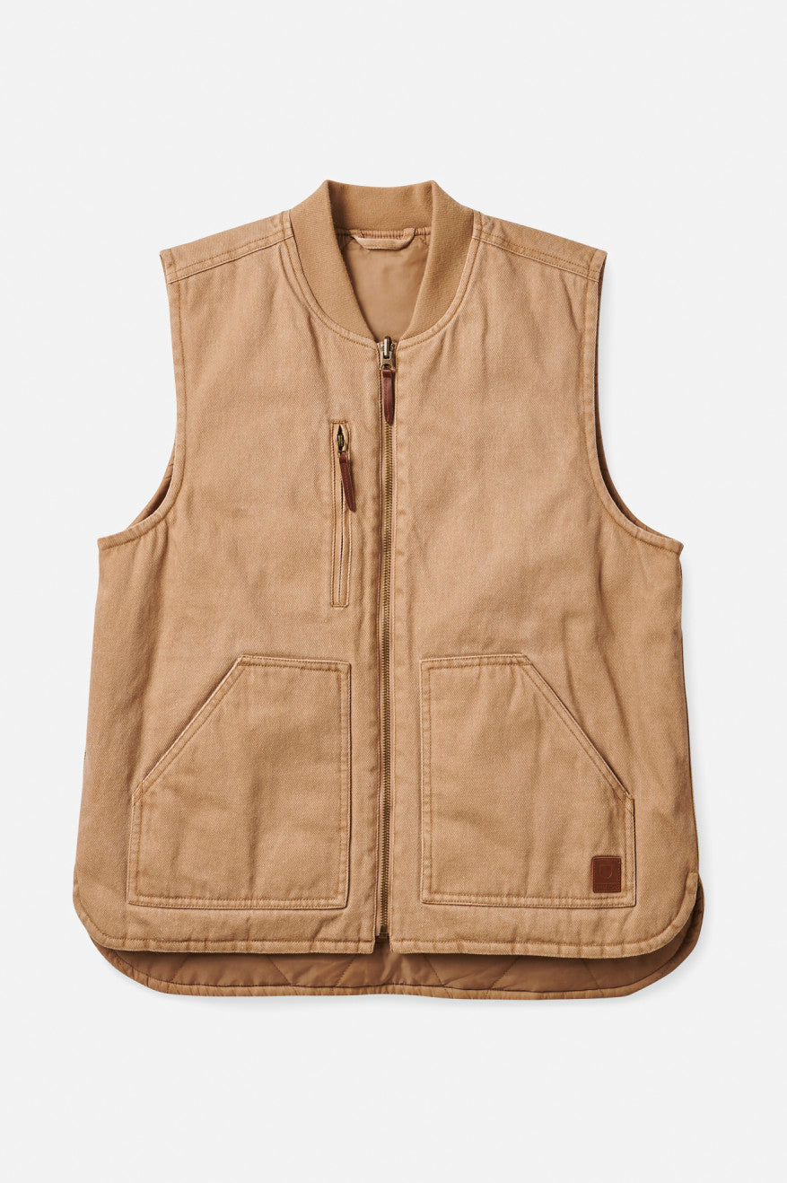 Men's Brixton Abraham Reversible Vest Jackets Beige | 5629713-ND