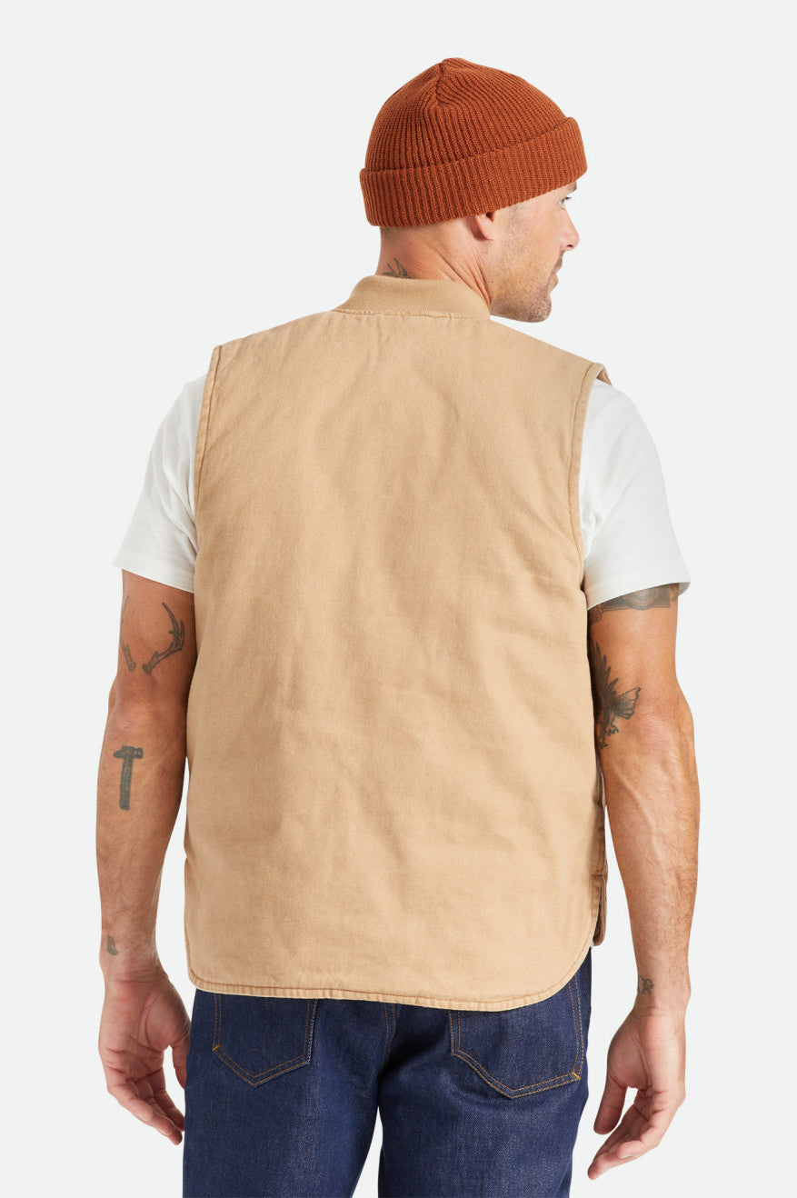 Men's Brixton Abraham Reversible Vest Jackets Beige | 5629713-ND