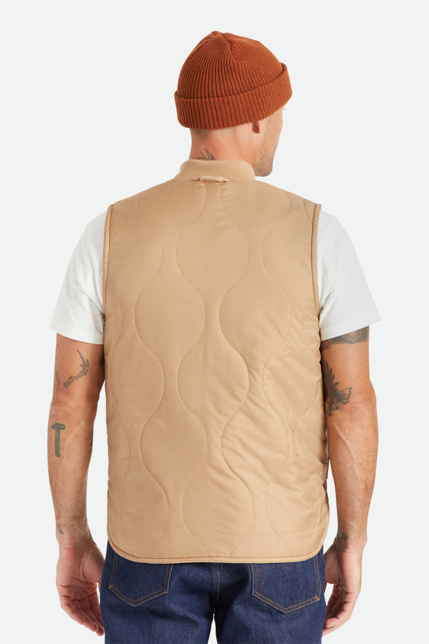 Men's Brixton Abraham Reversible Vest Jackets Beige | 5629713-ND