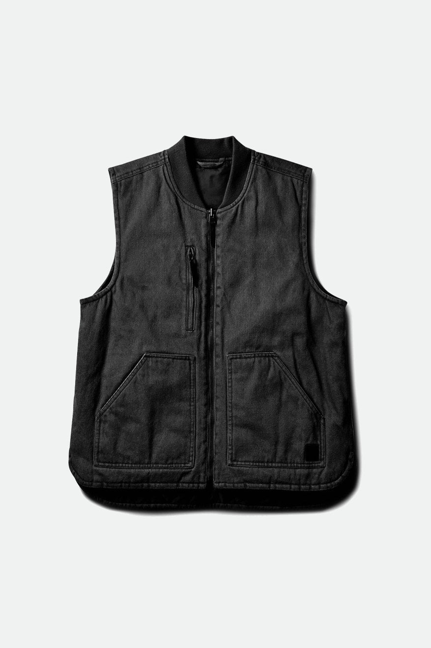 Men's Brixton Abraham Reversible Vest Jackets Black | 6392704-BC