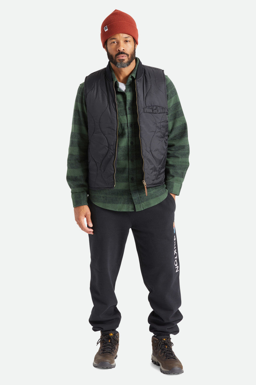 Men's Brixton Abraham Reversible Vest Jackets Black | 6392704-BC