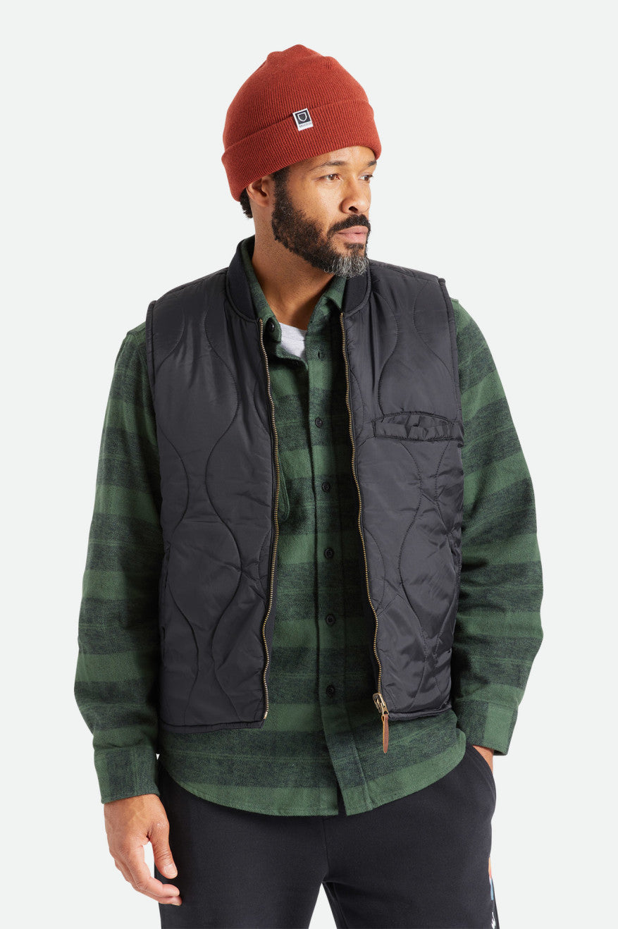 Men's Brixton Abraham Reversible Vest Jackets Black | 6392704-BC