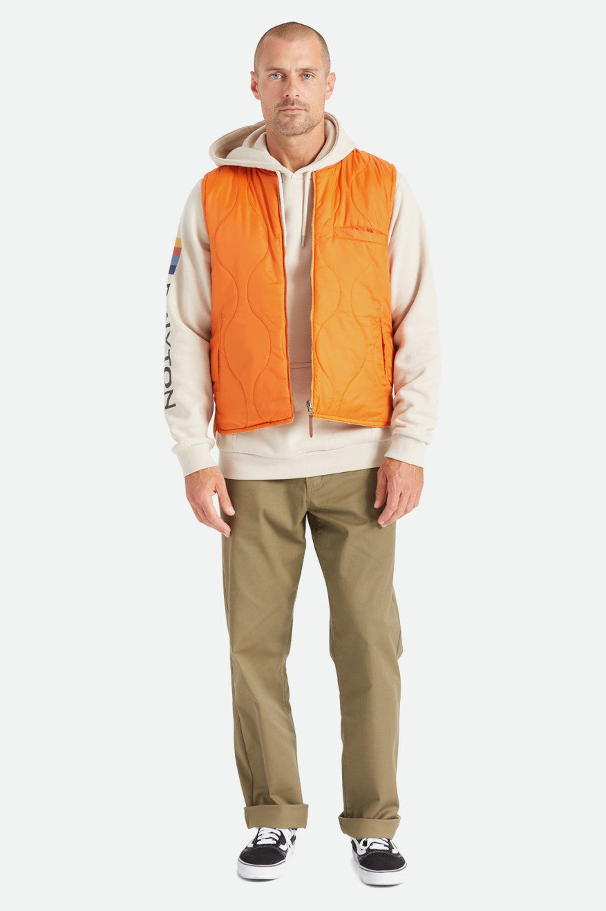 Men's Brixton Abraham Reversible Vest Jackets Orange | 8703491-IT