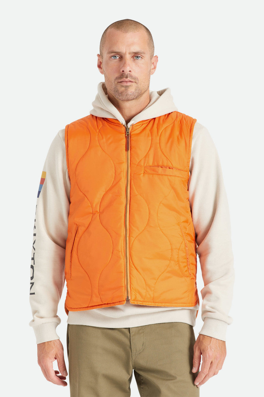 Men's Brixton Abraham Reversible Vest Jackets Orange | 8703491-IT