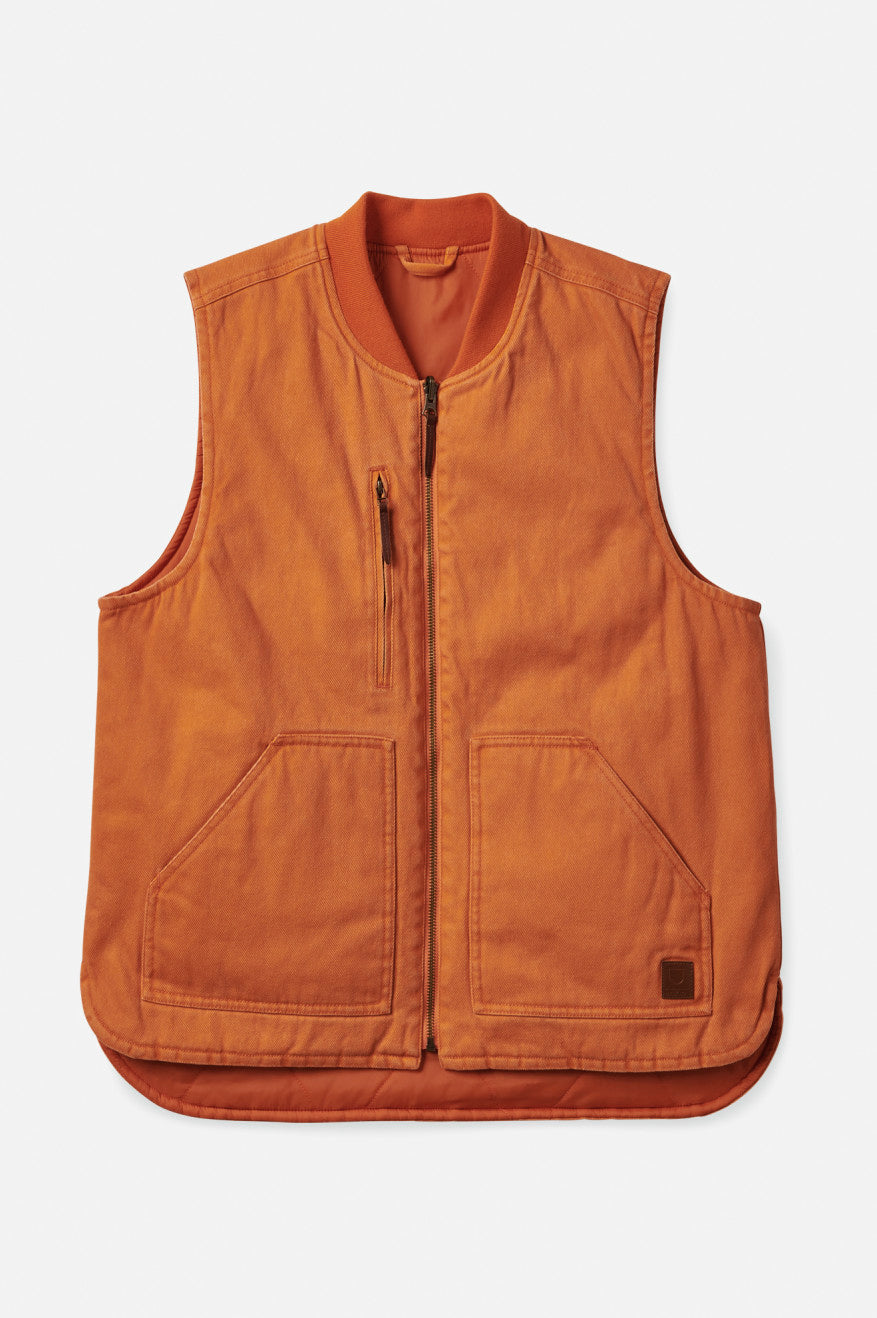 Men's Brixton Abraham Reversible Vest Jackets Orange | 8703491-IT