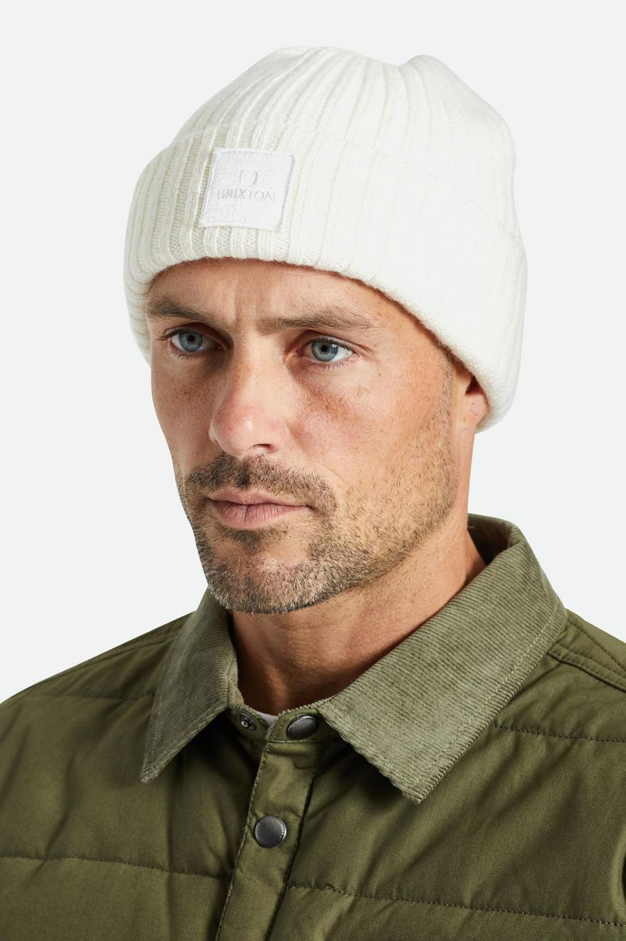 Men's Brixton Alpha Square Merino Wool Beanie White | 5047962-BR