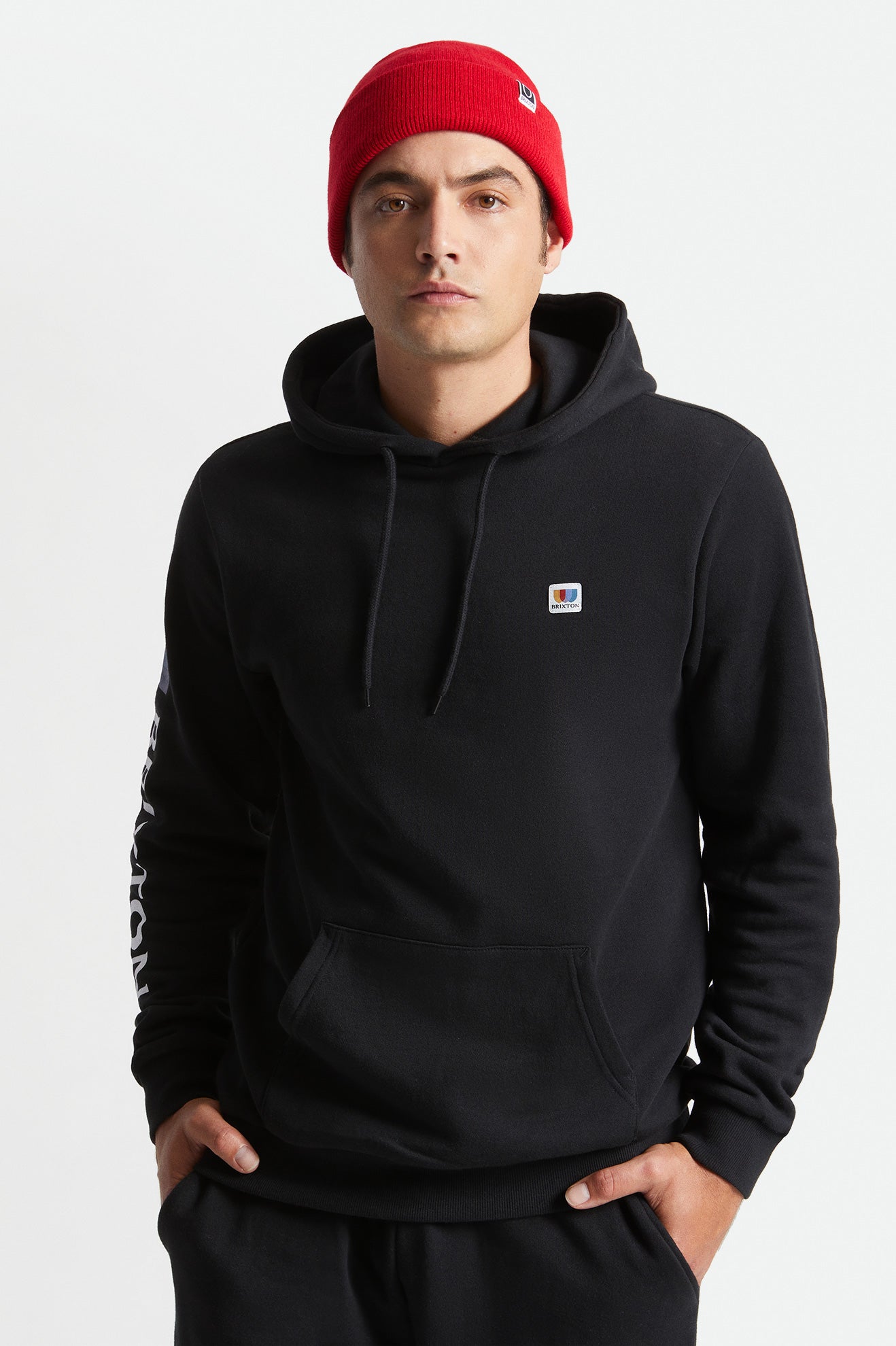 Men\'s Brixton Alton Hoodie Black | 4236591-JZ