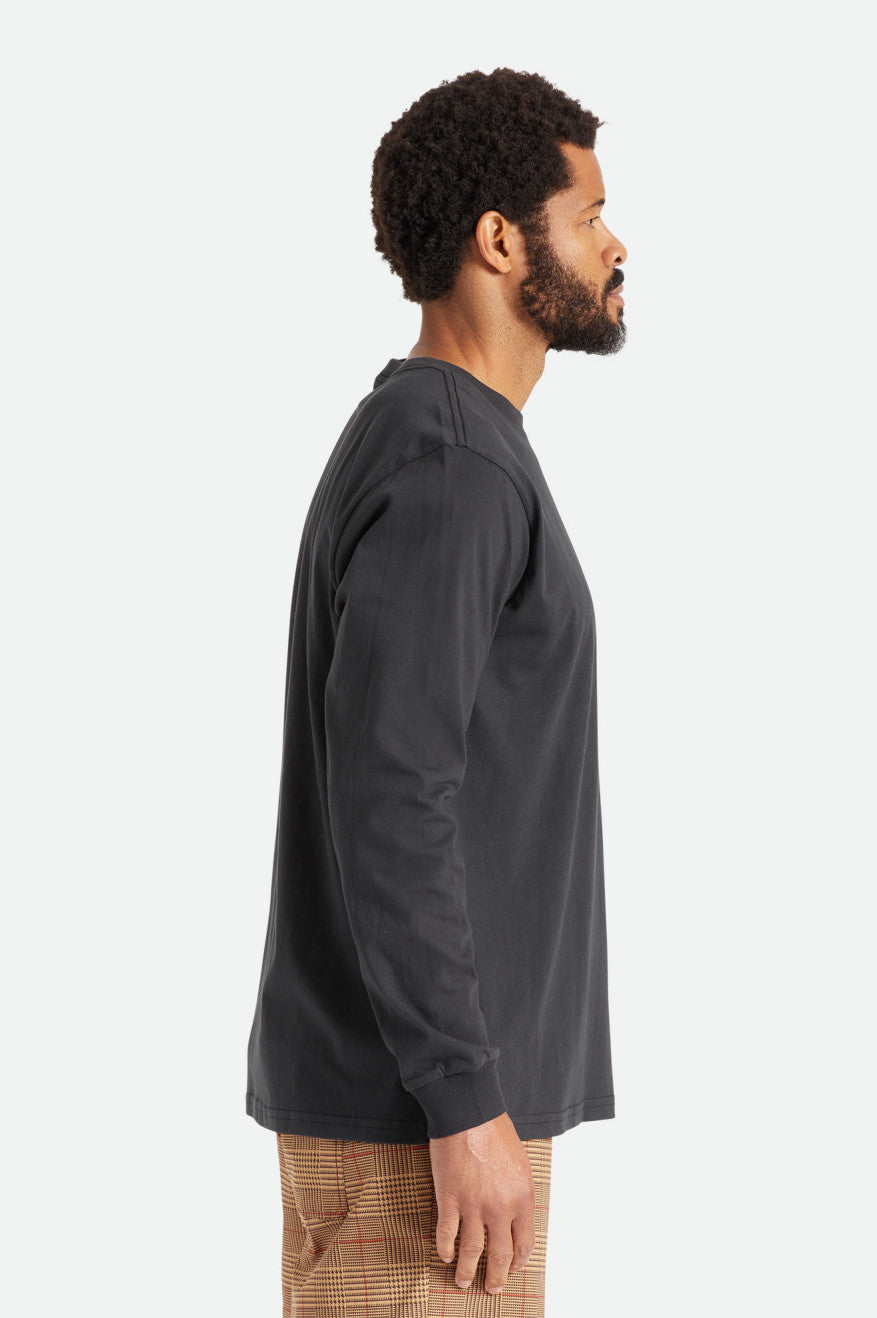 Men's Brixton Basic L/S Pocket Tops Black | 5841726-IZ