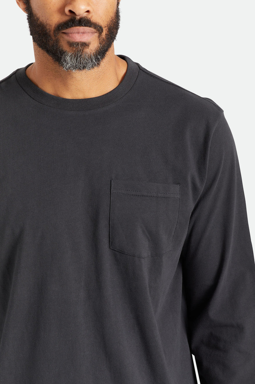 Men's Brixton Basic L/S Pocket Tops Black | 5841726-IZ