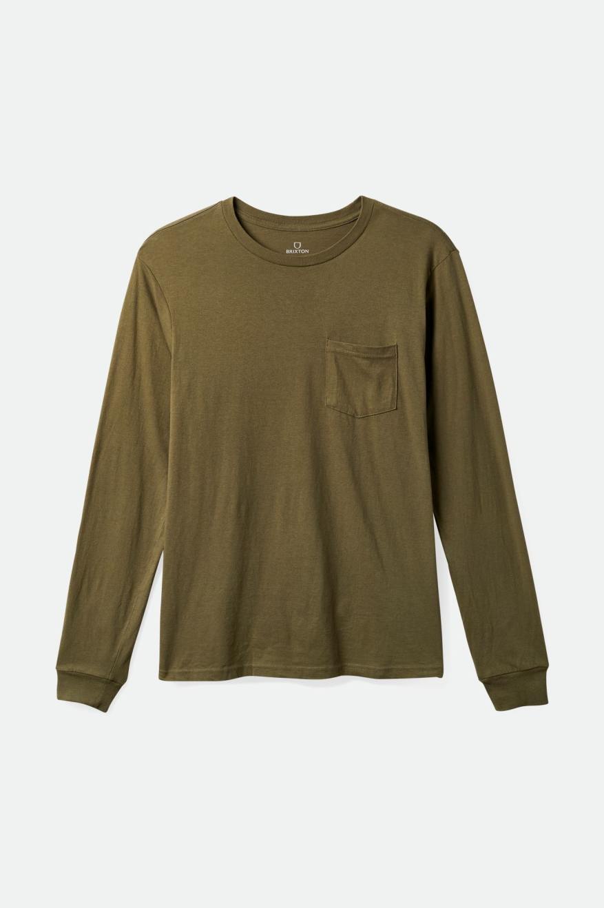 Men's Brixton Basic L/S Pocket Tops Olive | 0249381-NO