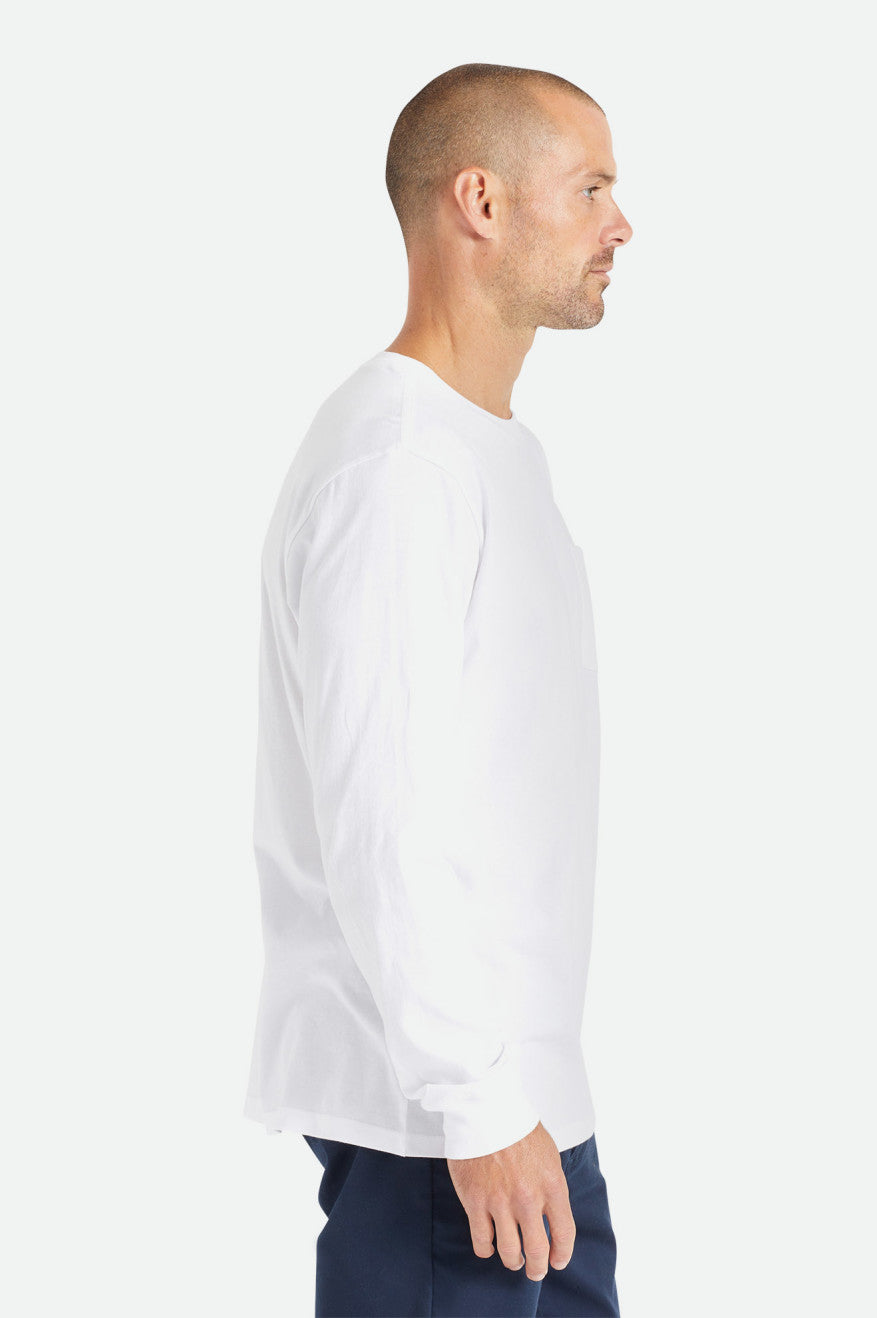 Men's Brixton Basic L/S Pocket Tops White | 6941372-CR