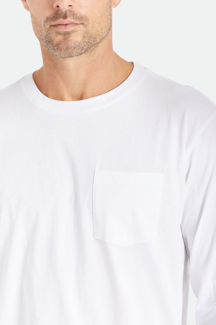 Men's Brixton Basic L/S Pocket Tops White | 6941372-CR