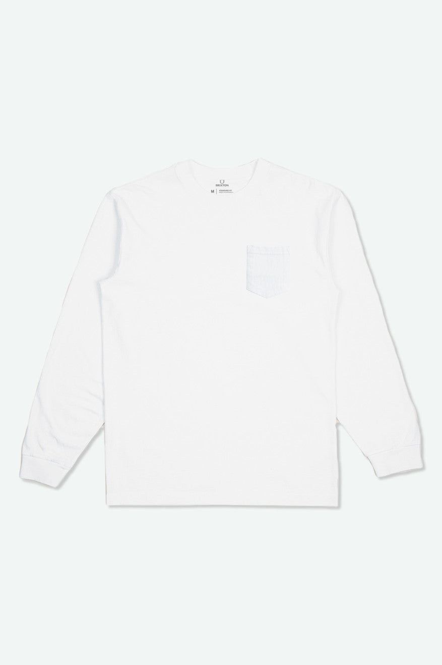 Men's Brixton Basic L/S Pocket Tops White | 6941372-CR