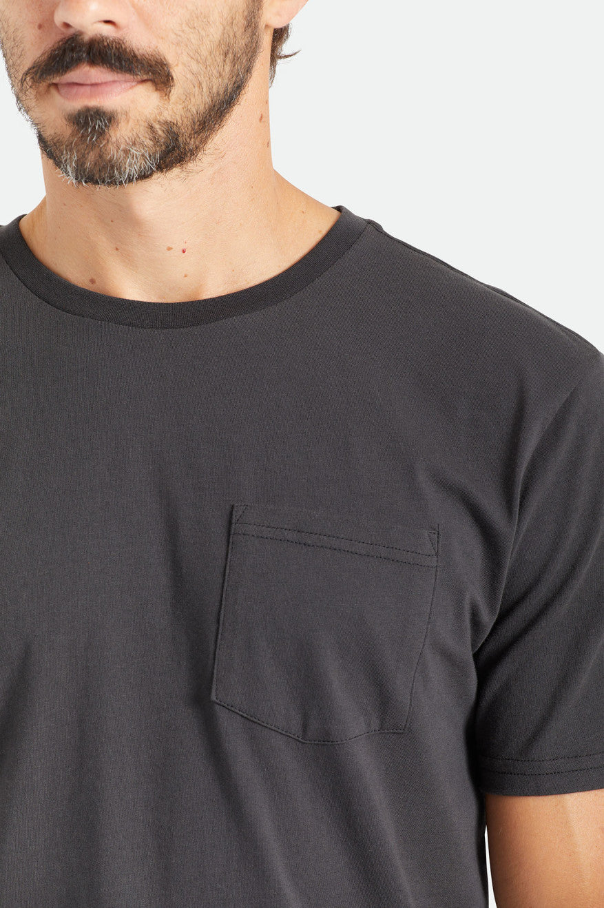 Men's Brixton Basic S/S Pocket Tops Black | 4792085-ND