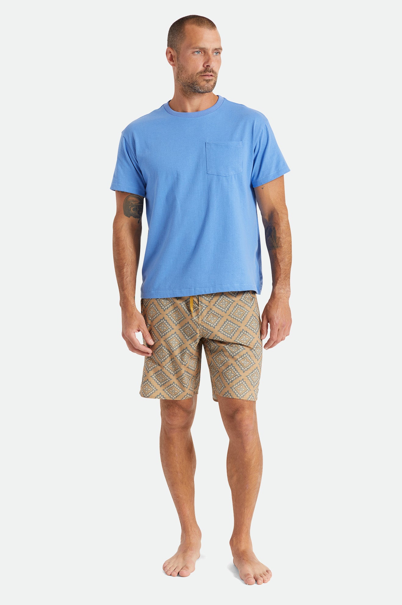 Men's Brixton Basic S/S Pocket Tops Blue | 8230419-RA