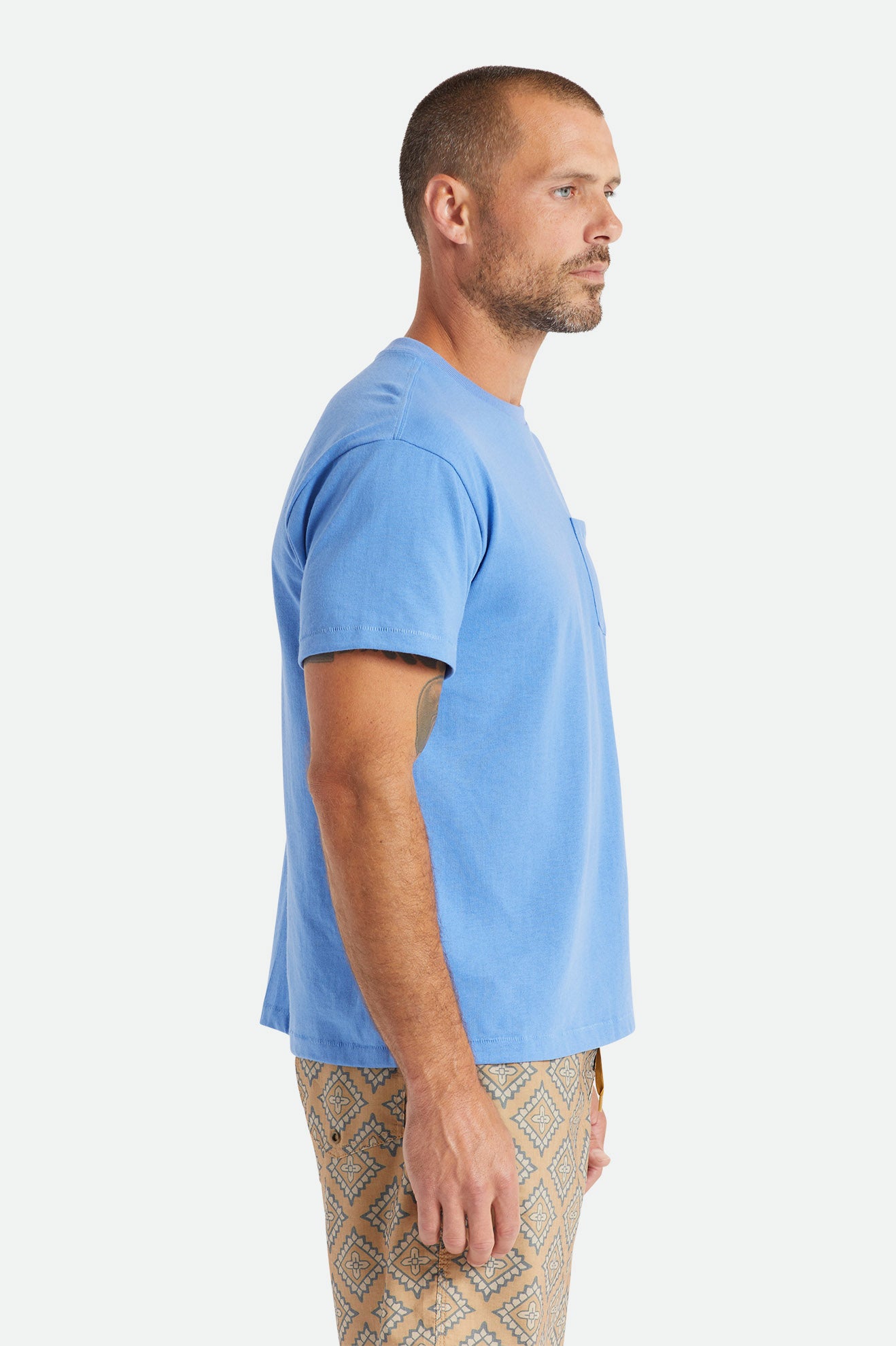 Men's Brixton Basic S/S Pocket Tops Blue | 8230419-RA