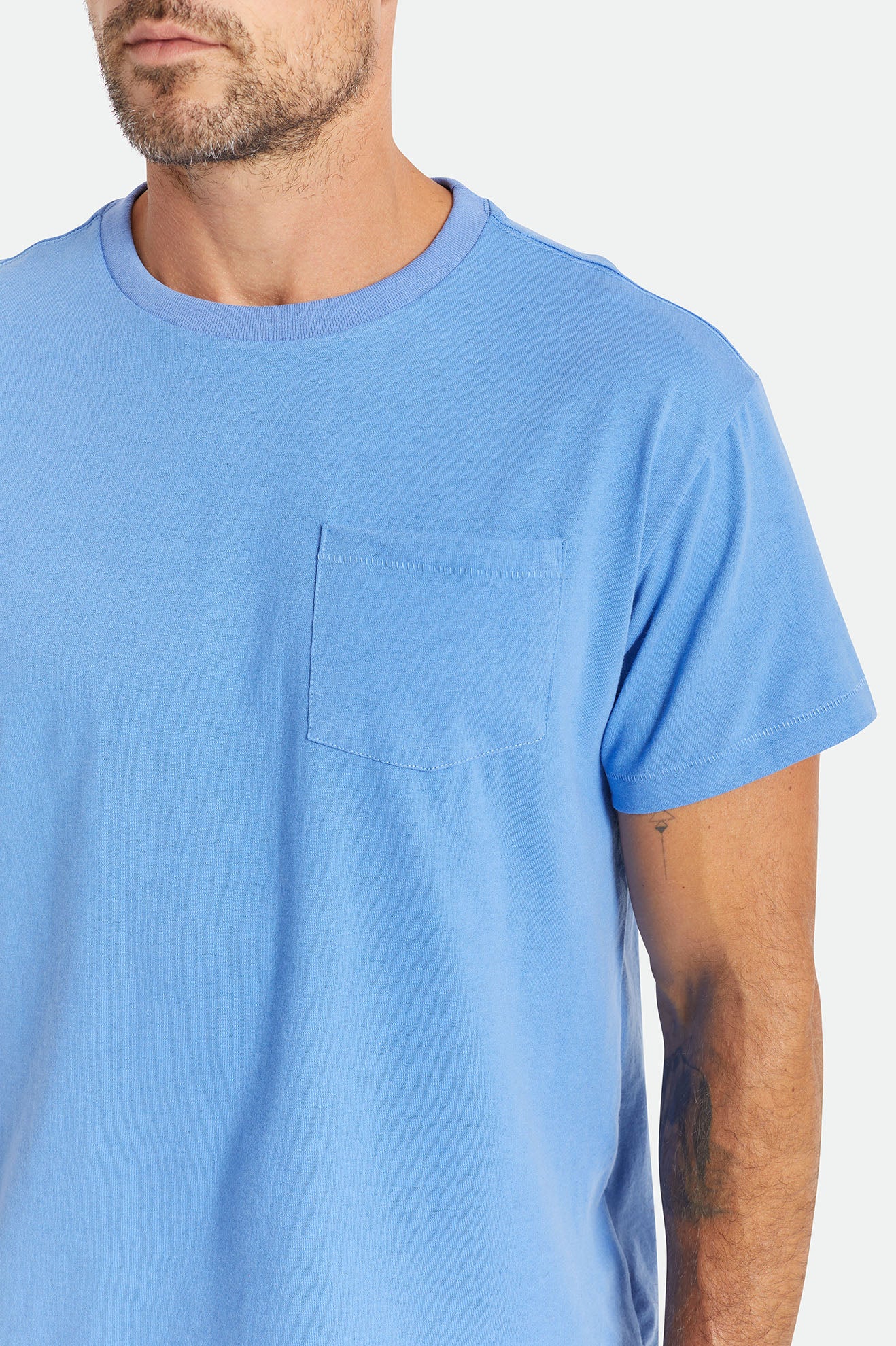 Men's Brixton Basic S/S Pocket Tops Blue | 8230419-RA