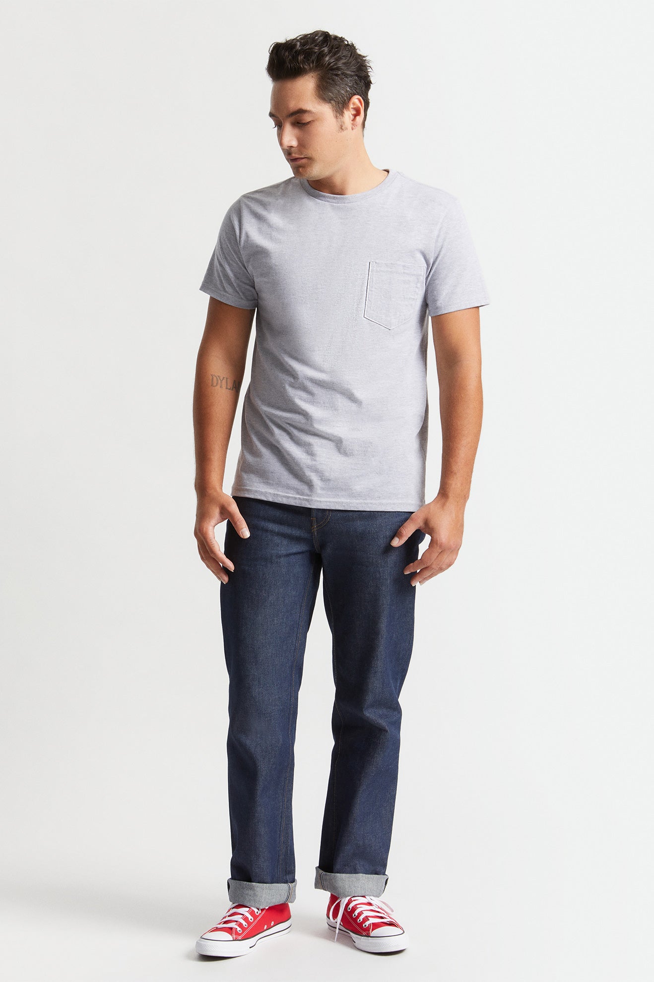 Men's Brixton Basic S/S Pocket Tops Grey | 8951472-IG