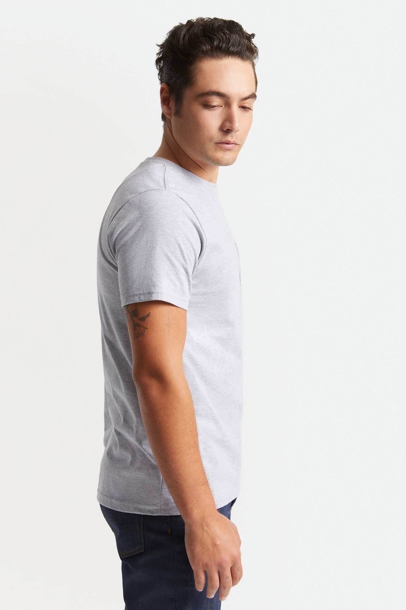 Men's Brixton Basic S/S Pocket Tops Grey | 8951472-IG