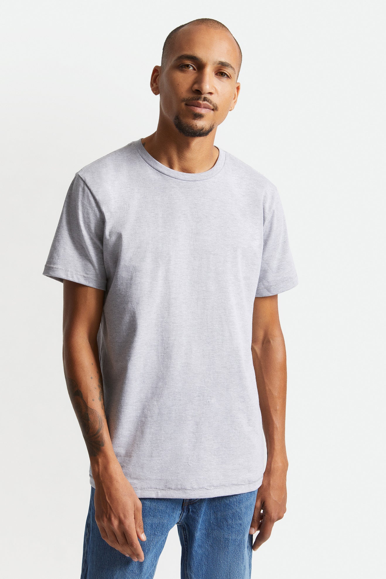 Men\'s Brixton Basic S/S Tailored Tops Grey | 4605317-DV