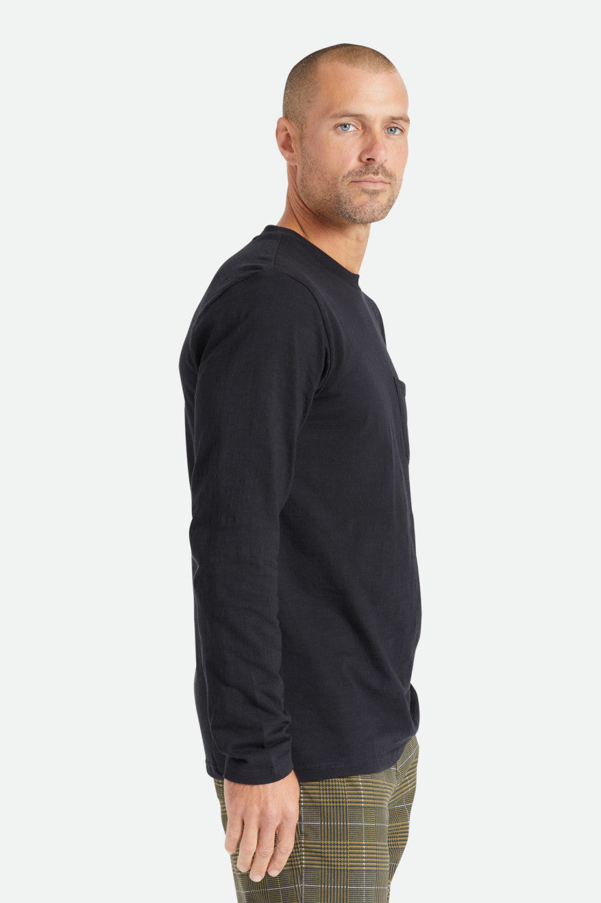 Men's Brixton Basic Slub L/S Pocket Knitwear Black | 3025947-GK