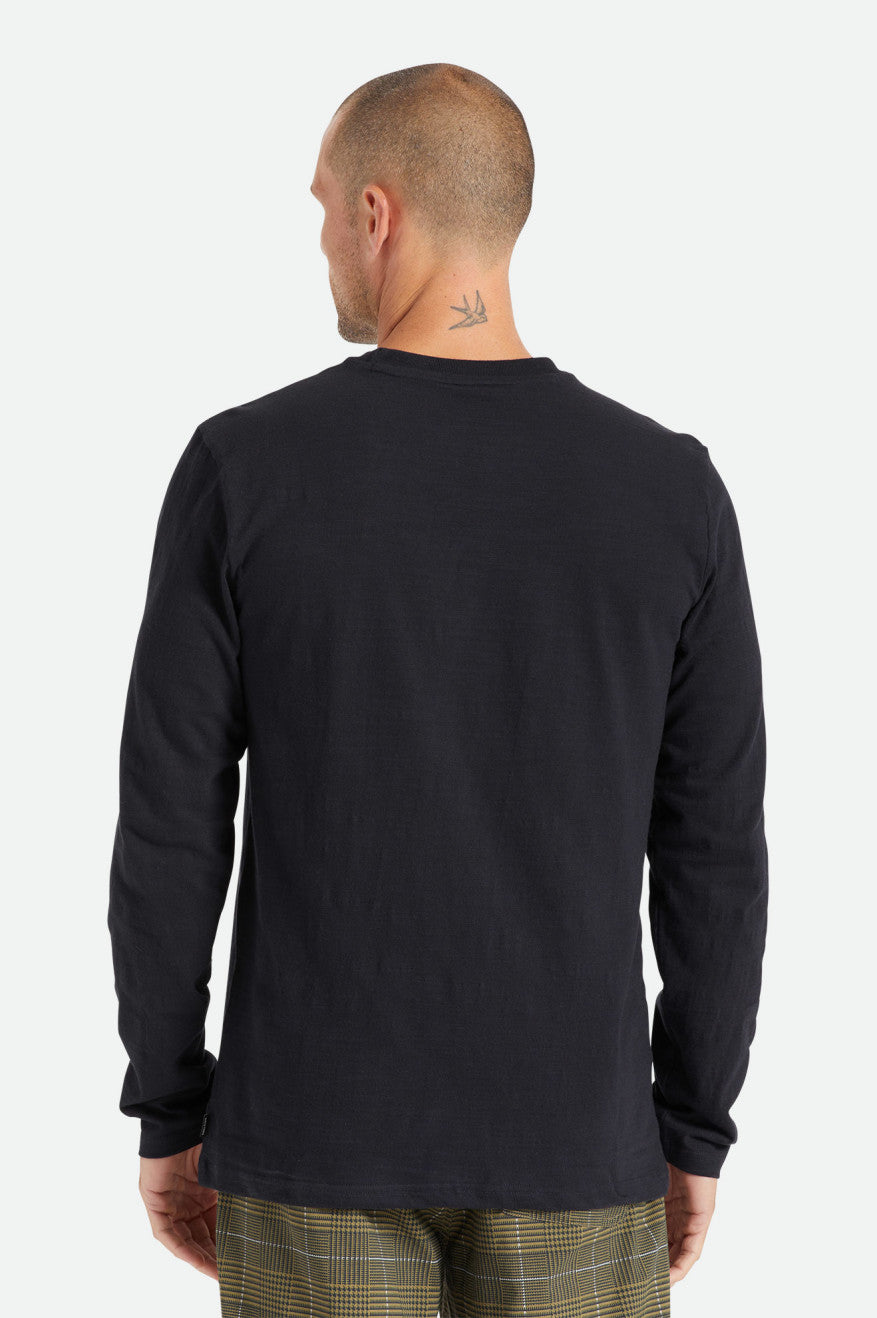 Men's Brixton Basic Slub L/S Pocket Knitwear Black | 3025947-GK