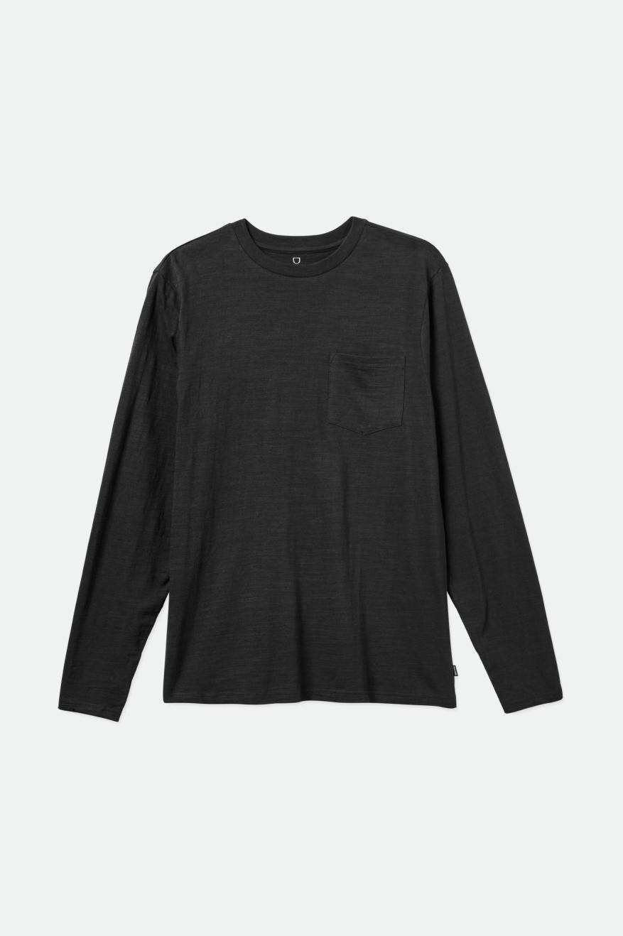 Men's Brixton Basic Slub L/S Pocket Knitwear Black | 3025947-GK